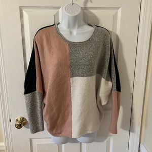 Pink/Creme/Black/Grey Block Pattern Sweater top